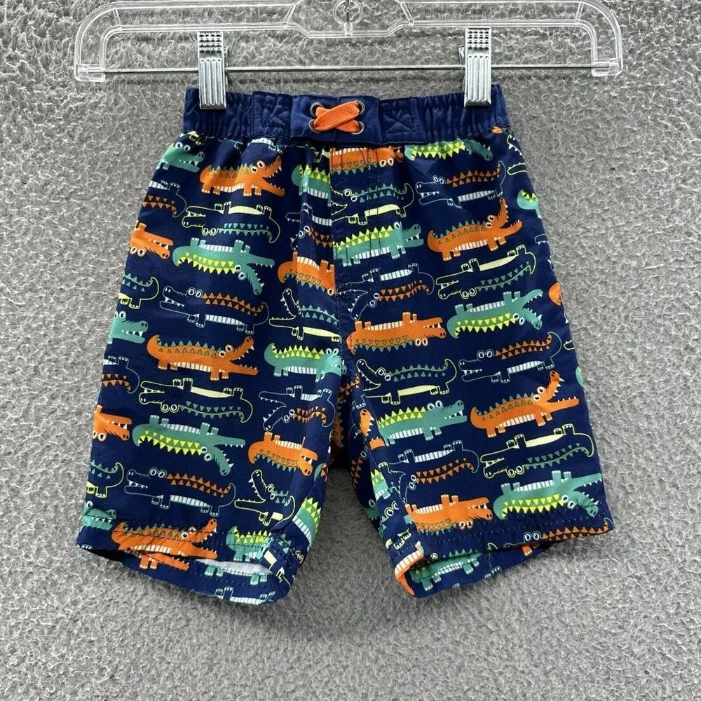 Quad‎ Seven Swim Trunks Baby Boys 24 Months Blue Alligator Swim Shorts Size 24M